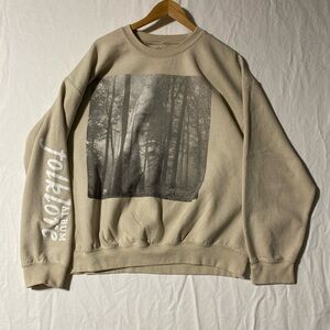 Unisex Taylor Swift Beige Graphic Crewneck Sweater Folklore Album
